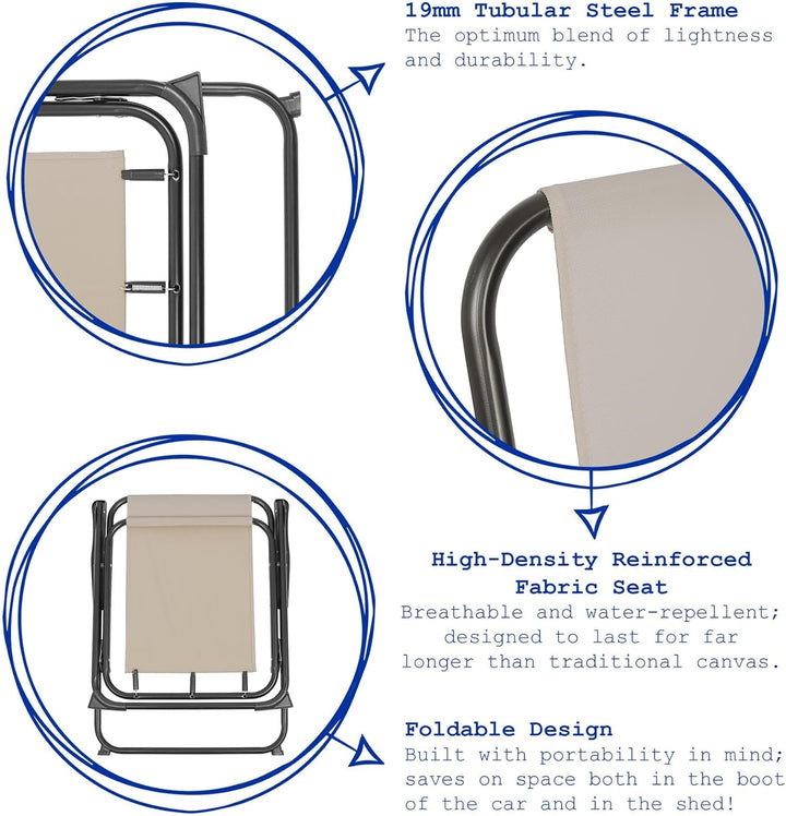 Harbour Housewares Klappe Metall Beachstühle - Grüne Streifen - Pack Von 2, Grün