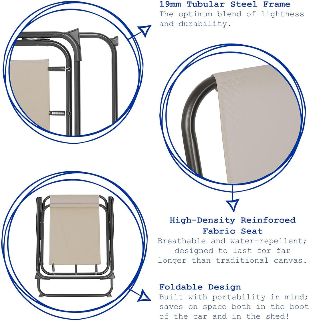 Harbour Housewares Klappe Metall Beachstühle - Grüne Streifen - Pack Von 4, Grün