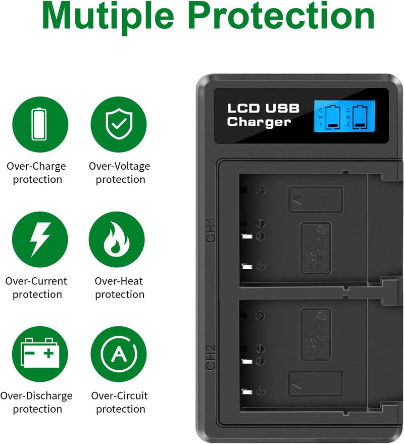 Shentec Ladegerät LCD-Display Li-ion für NP-BN1 Akku und LCD-USB-Ladegerät für Sony Cyber-Shot DSC-W