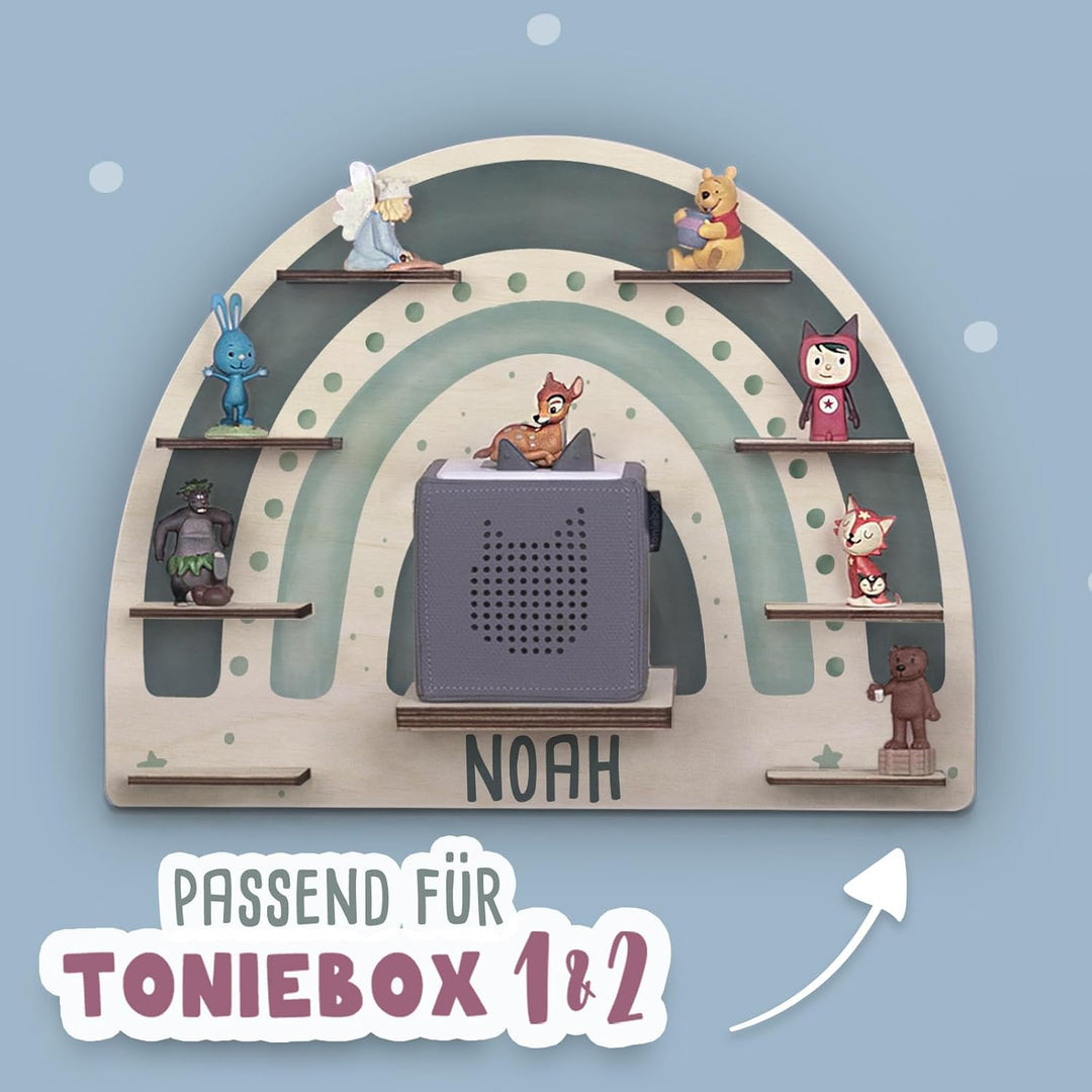 hellomini Personalisiertes Tonie Regal Jungen - Toniebox Regal mit Wunschnamen fürs Kinderzimmer - R