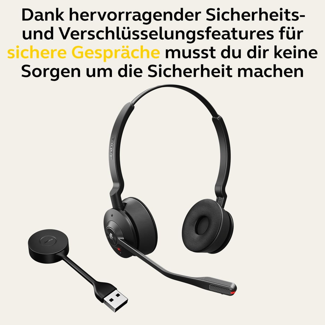 Jabra Engage 55 Schnurloses Stereo-Headset mit Link 400 USB-A DECT-Adapter - Mikrofon mit Geräuschun