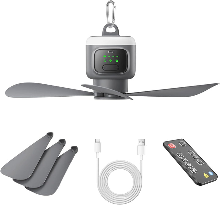 VVU&CCO Kabelloser Outdoor Deckenventilator mit Fernbedienung, 12000mAh Akku Deckenventilator mit Li
