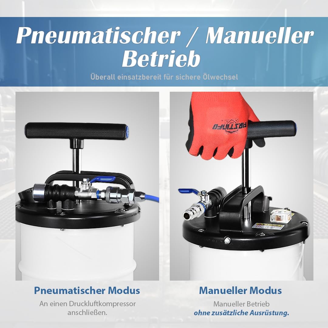 FIRSTINFO A1108EUY5 | 9L Manuelle und pneumatische | Ölpumpe Flüssigkeitspumpe Extraktor Pumpe | Öla
