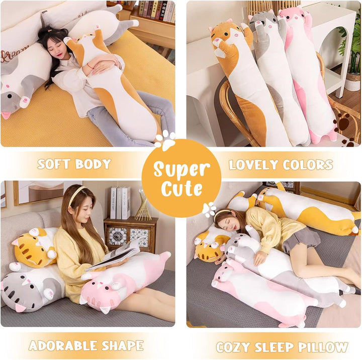 Bobomon Katze Kuscheltier stofftier Katze langes Kissen riesen XXL Kawaii gross plüschtier plüschkat