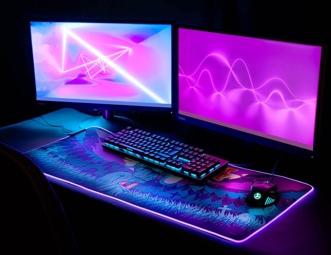 Grupo Erik Gaming Mauspad XXL Gaming Mauspad LED Gaming Led Mousepad XXL rutschfest und Wasserabweis