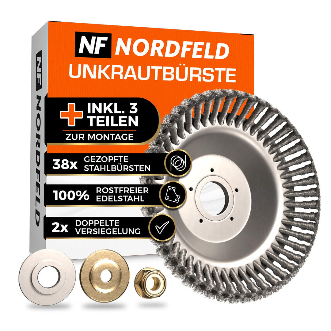 NF NORDFELD Unkrautbürste Freischneider 25,4 mm und 20 für alle gängigen Modelle, doppelt versiegelt
