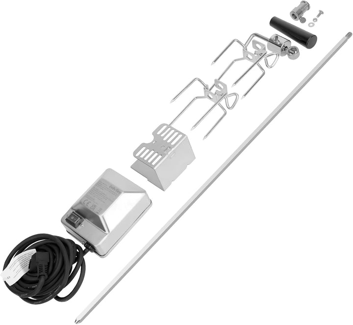 onlyfire 57CM Universal Edelstahl Drehspiess mit Motor Grillspiess-Aufsatz Set für Kugelgrill, Rotis
