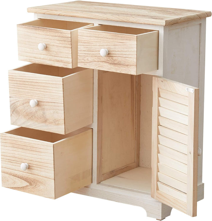 Rebecca Mobili Kommode Schubladenschrank Weiss Hellbraun 4 Schubladen 1 Tür Holz Design Wohneinricht
