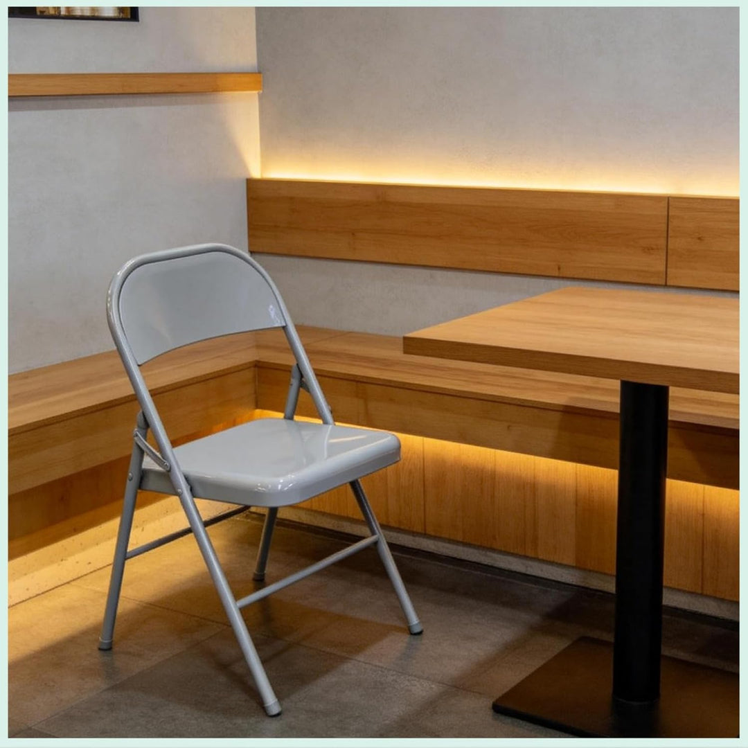 Vollstahl-Klappstuhl 4er Set, Schwerlast-Metallklappstuhl, Ergonomische Rückenlehne, Leicht &amp; platzs
