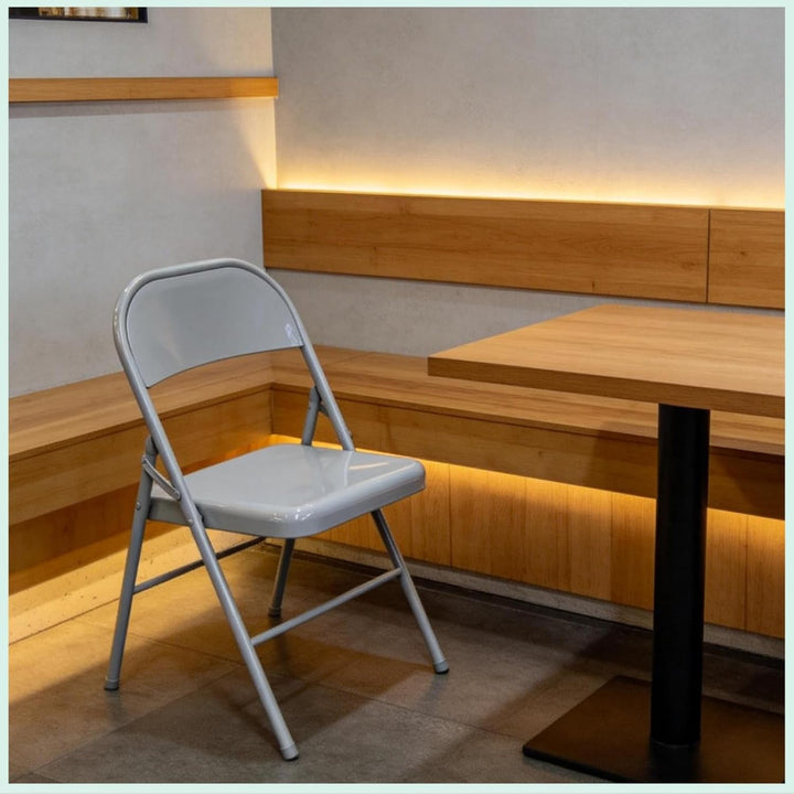 Vollstahl-Klappstuhl 4er Set, Schwerlast-Metallklappstuhl, Ergonomische Rückenlehne, Leicht &amp; platzs