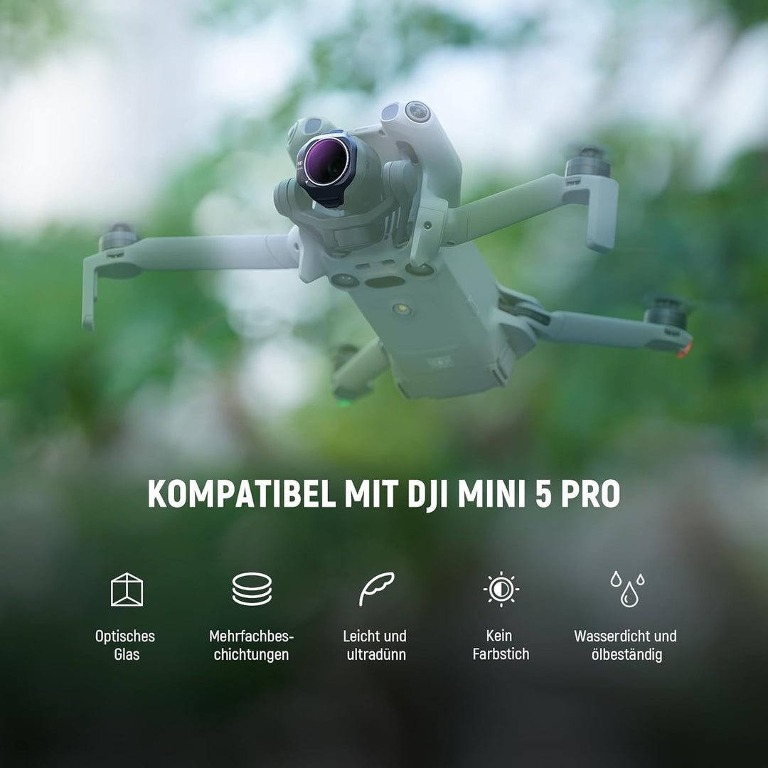 NEEWER ND/PL Filter Set Kompatibel mit DJI Mini 5 Pro Drone Kamera (ND8/PL+ND16/PL+ND32/PL+ND64/PL),