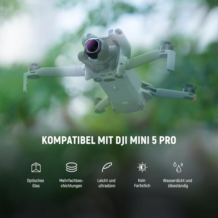 NEEWER ND/PL Filter Set Kompatibel mit DJI Mini 5 Pro Drone Kamera (ND8/PL+ND16/PL+ND32/PL+ND64/PL),