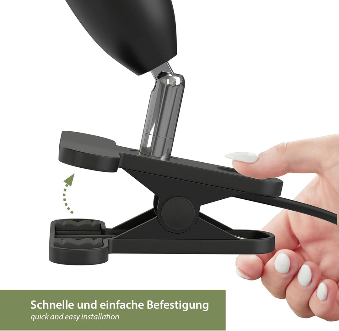 ledscom.de Klemmlampe LIK, Schalter, schwarz matt, 1x E27 max. 60W, 5 Stk. 5 Stück (1er Pack) Schwar