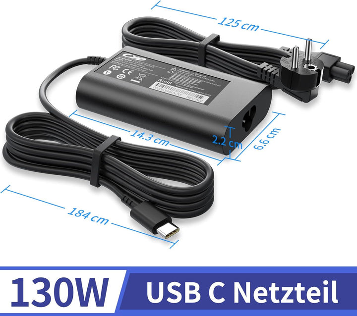 130W USB C Notebook-Netzteil, CYD USB Type C Notebook-Ladegeräte Kompatibel mit MacBook Pro 15/16/13