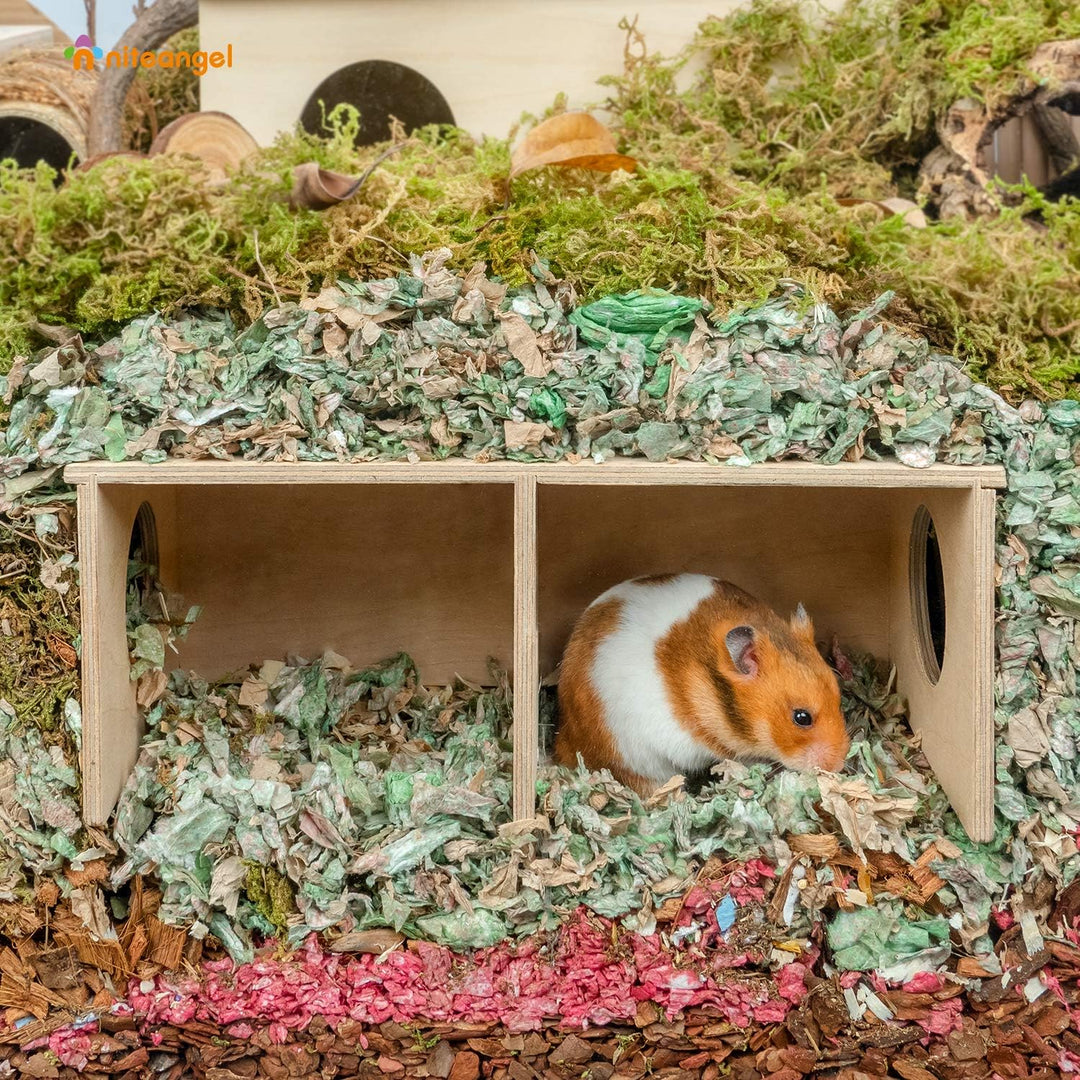 Niteangel Hamster Secret Peep Schuppen 2-Kammer Versteck & Tunnel Erkundungs-Spielzeug, Small - for