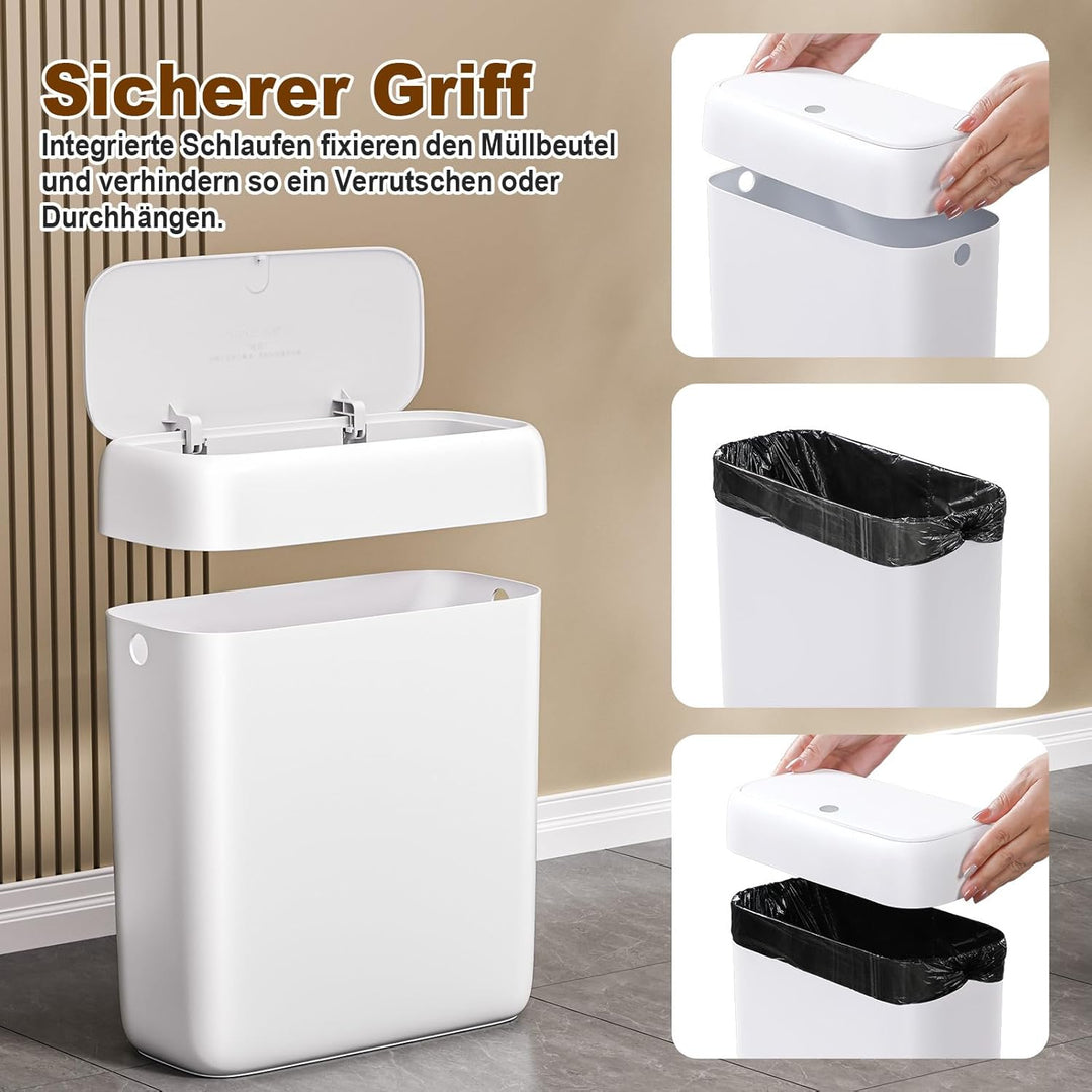 MOPUP Kleiner Badezimmer-Mülleimer mit Deckel, 8.5 l/2,2 Gallonen, schmaler Mülleimer, Papierkorb au