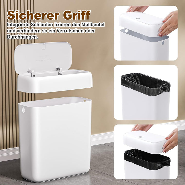 MOPUP Kleiner Badezimmer-Mülleimer mit Deckel, 8.5 l/2,2 Gallonen, schmaler Mülleimer, Papierkorb au