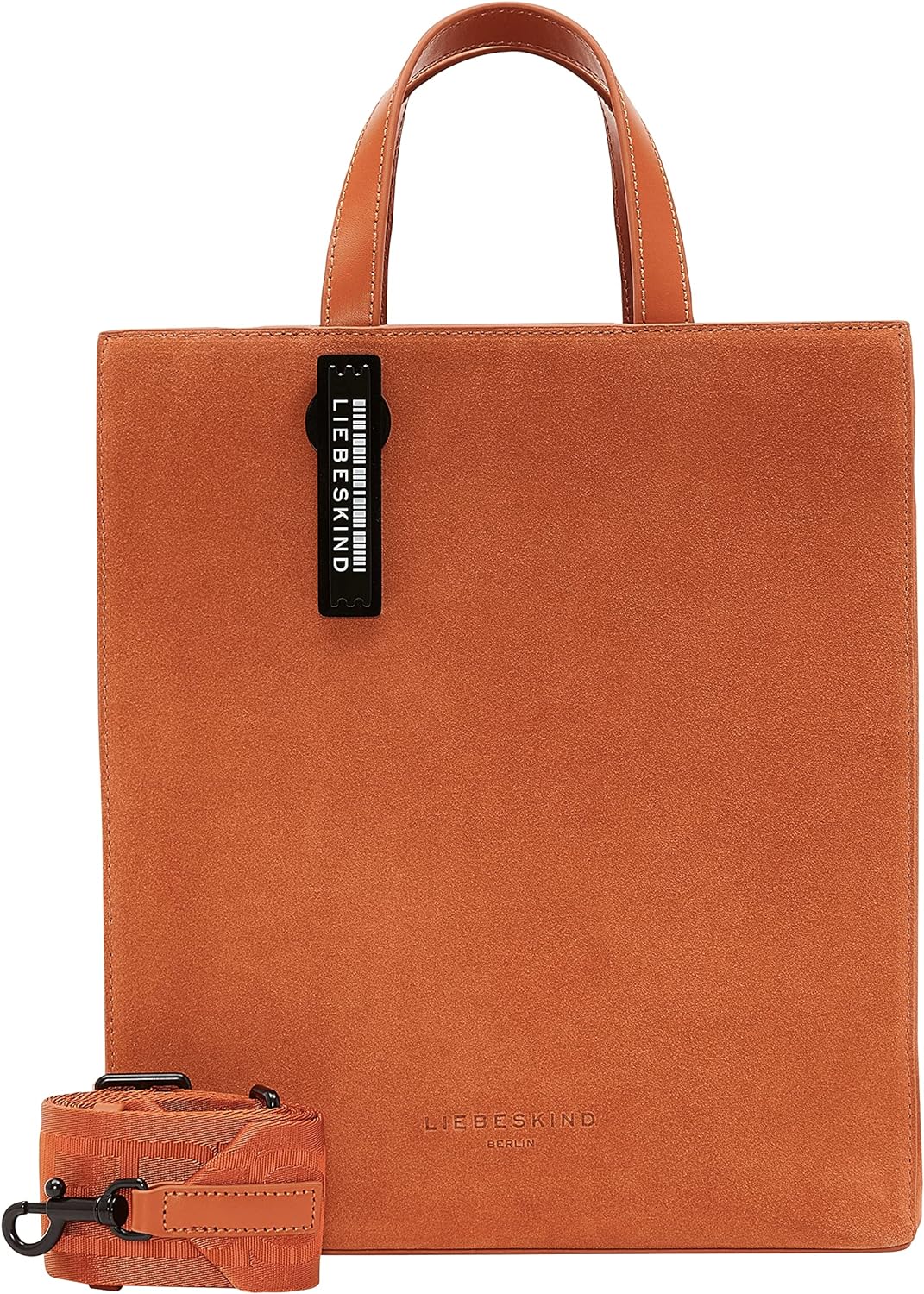 Liebskind Berlin Suede Paperbag Tote M, Medium (HxBxT 34cm x 29cm x 15cm) Dark Mandarine, Dark Manda