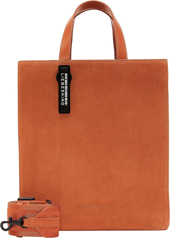 Liebskind Berlin Suede Paperbag Tote M, Medium (HxBxT 34cm x 29cm x 15cm) Dark Mandarine, Dark Manda