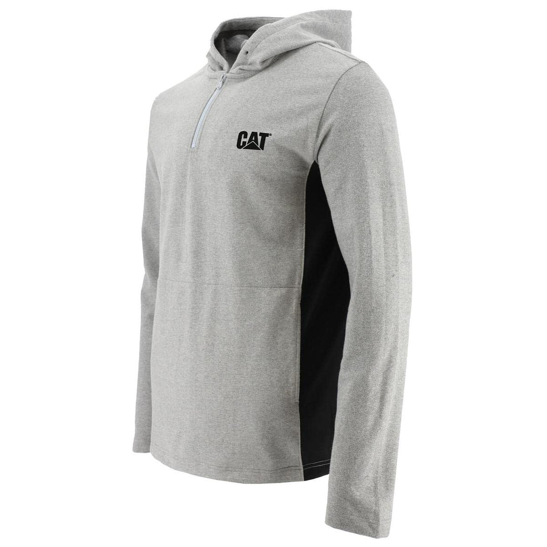 Caterpillar CAT Workwear Herren Coolmax Kapuzenpullover mit Viertelreissverschluss S Grau Meliert, S