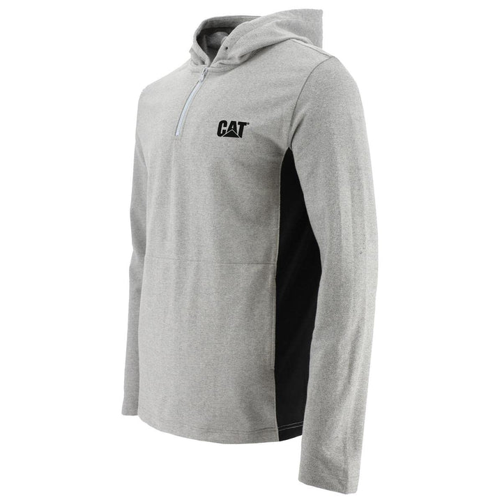 Caterpillar CAT Workwear Herren Coolmax Kapuzenpullover mit Viertelreissverschluss S Grau Meliert, S