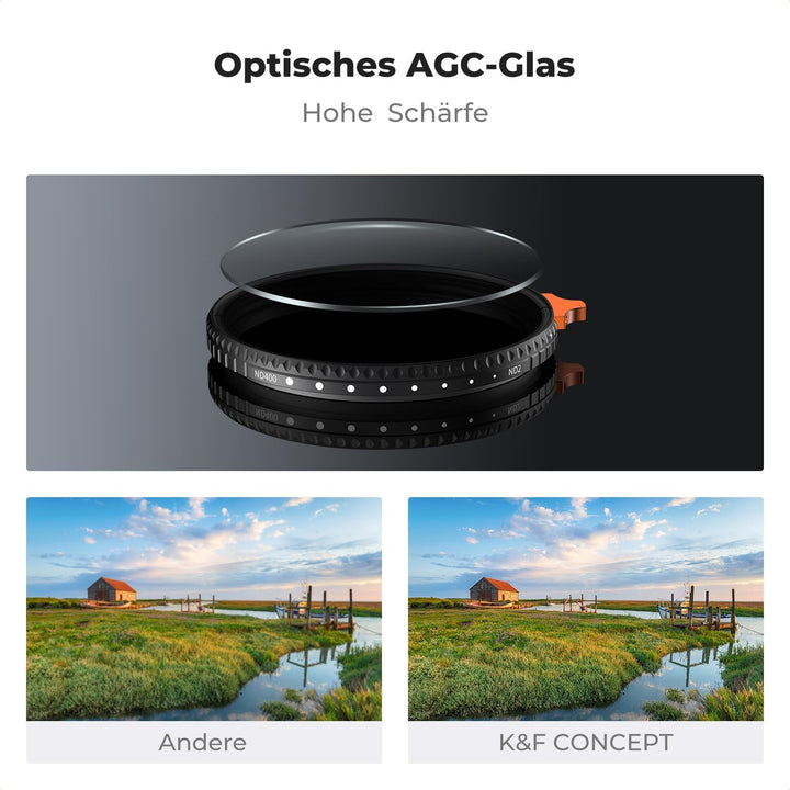 K&F CONCEPT Ultra-niedrige Reflexion ND Filter 77mm Variabler ND2-400 Graufilter (1-9 Blendenstufen)