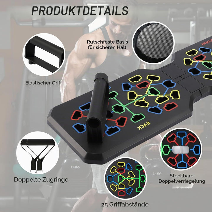 Push Up Board, Liegestützgriffe, Premium Liegestützbrett Set, Faltbares Multifunktions Fitness-Board