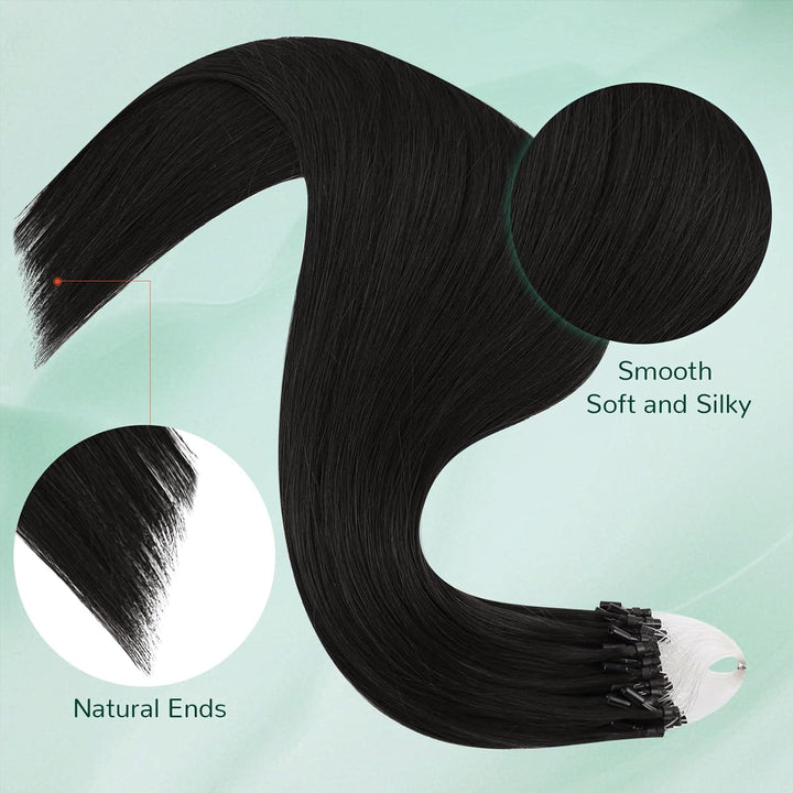 Easyouth Microring Extensions Schwarz Micro Ring Extensions Echthaar Remy Microring Haarverlangerung