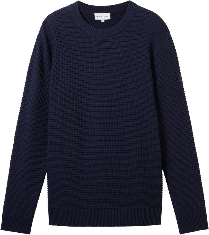 TOM TAILOR Herren Strickpullover mit Struktur aus Baumwolle XL 10668 - Sky Captain Blue, XL 10668 -