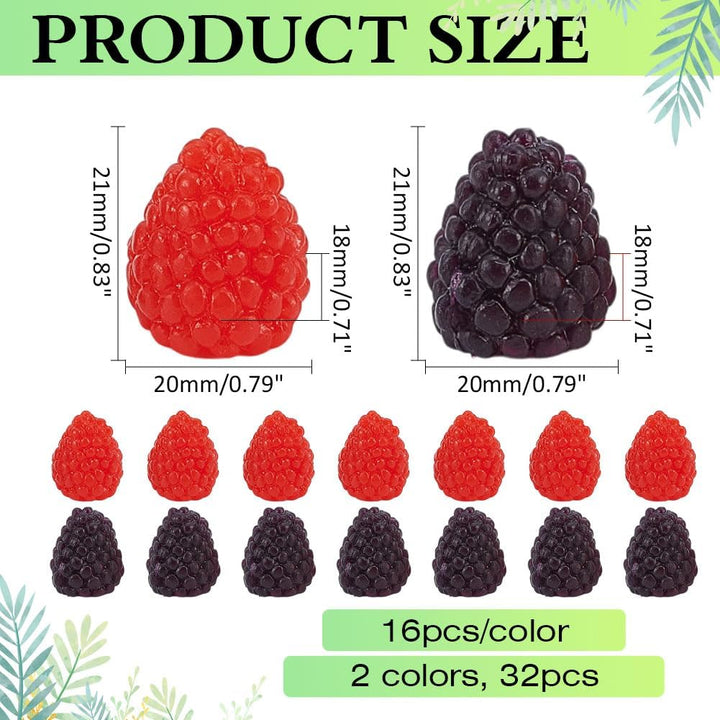 32 Stück Künstliche Himbeere 2 Farben PVC Kunststoff Simulationsbeeren Nachahmung Lebensechter Himbe