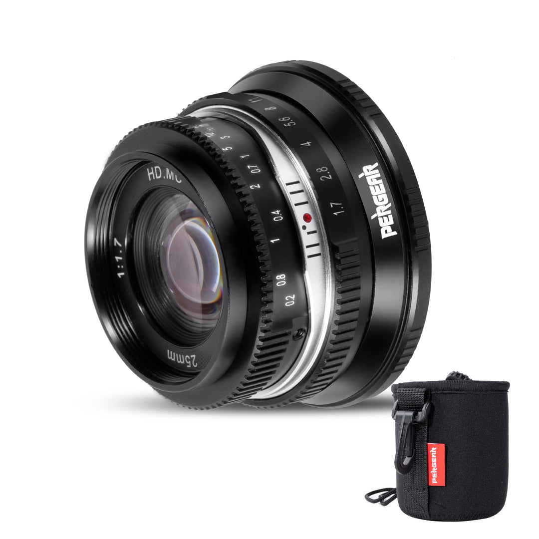 Pergear 25mm F1.7 Objektiv X Mount für Fujifilm, Manueller Fokus mit Grosser Blende Objektiv Fuji X