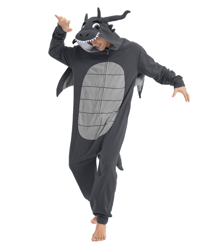 Focupaja Drache Onesie Erwachsene Tier-Cosplay Halloween Pyjamas Kostüme Teenager-Overall Einteiler