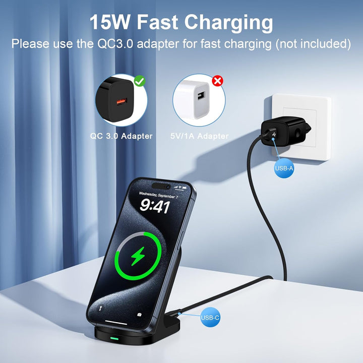 Induktive Ladestation, 15W Fast Wireless Charger Stand für Google Pixel 10/10 Pro/9/9 Pro/9a/8/7, Sa