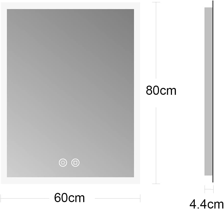 byecold Badspiegel mit Beleuchtung, LED Badezimmerspiegel 80x60CM, Wandspiegel Bad Spiegel mit Touch