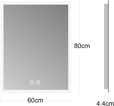 byecold Badspiegel mit Beleuchtung, LED Badezimmerspiegel 80x60CM, Wandspiegel Bad Spiegel mit Touch