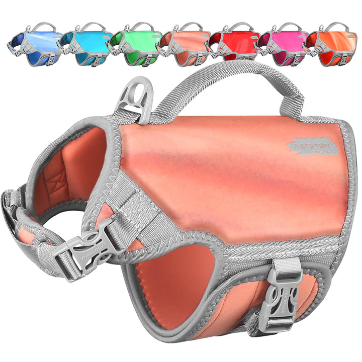 VIVAGLORY Neoprene Schwimmweste Hund, Rettungsweste Hund für Bootfahren, Schwimmweste, Schwimmhilfe