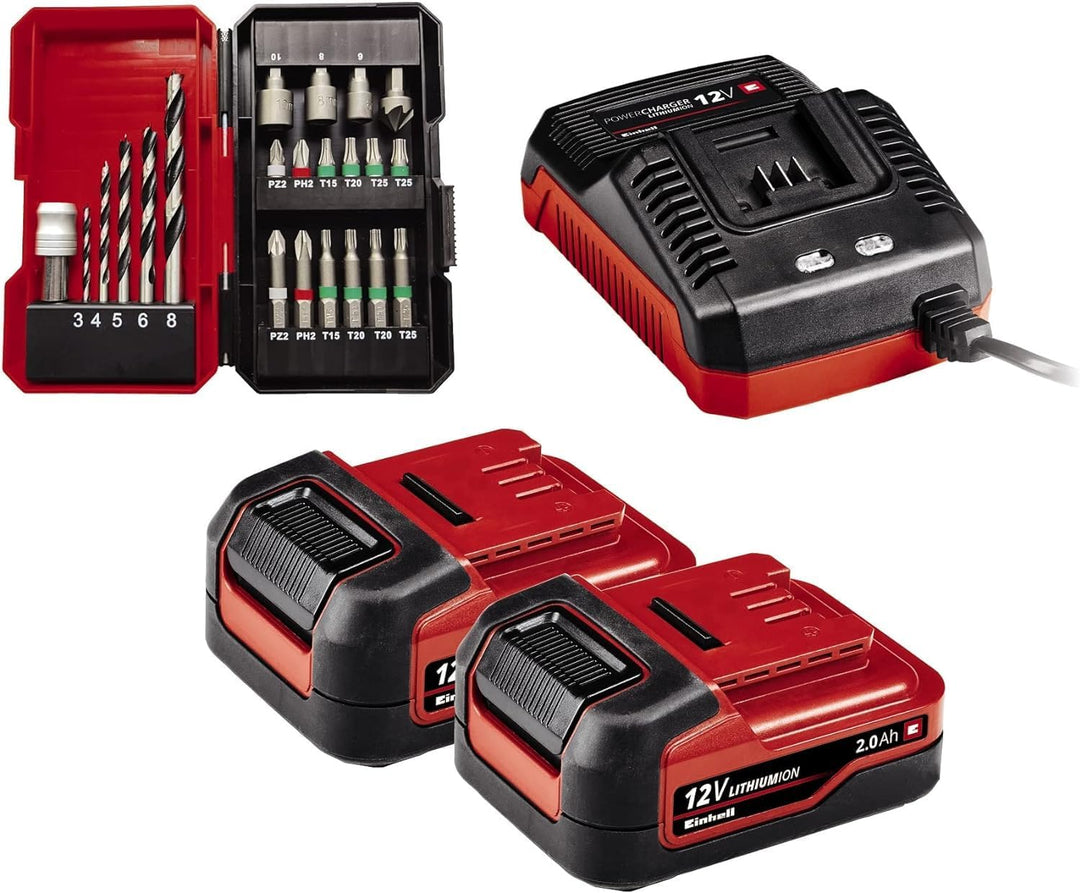 Einhell Akku-Bohrschrauber-Set TE-CD 12/1 Li +22+CL (Li-Ion, 12V, max 30 Nm, 2-Gang-Getriebe, inkl.