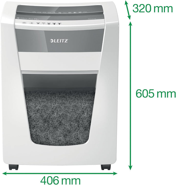 Leitz IQ Office Pro Aktenvernichter, Mikroschnitt, Sicherheitsstufe P5+, 8-7 Blatt Kapazität (70-80