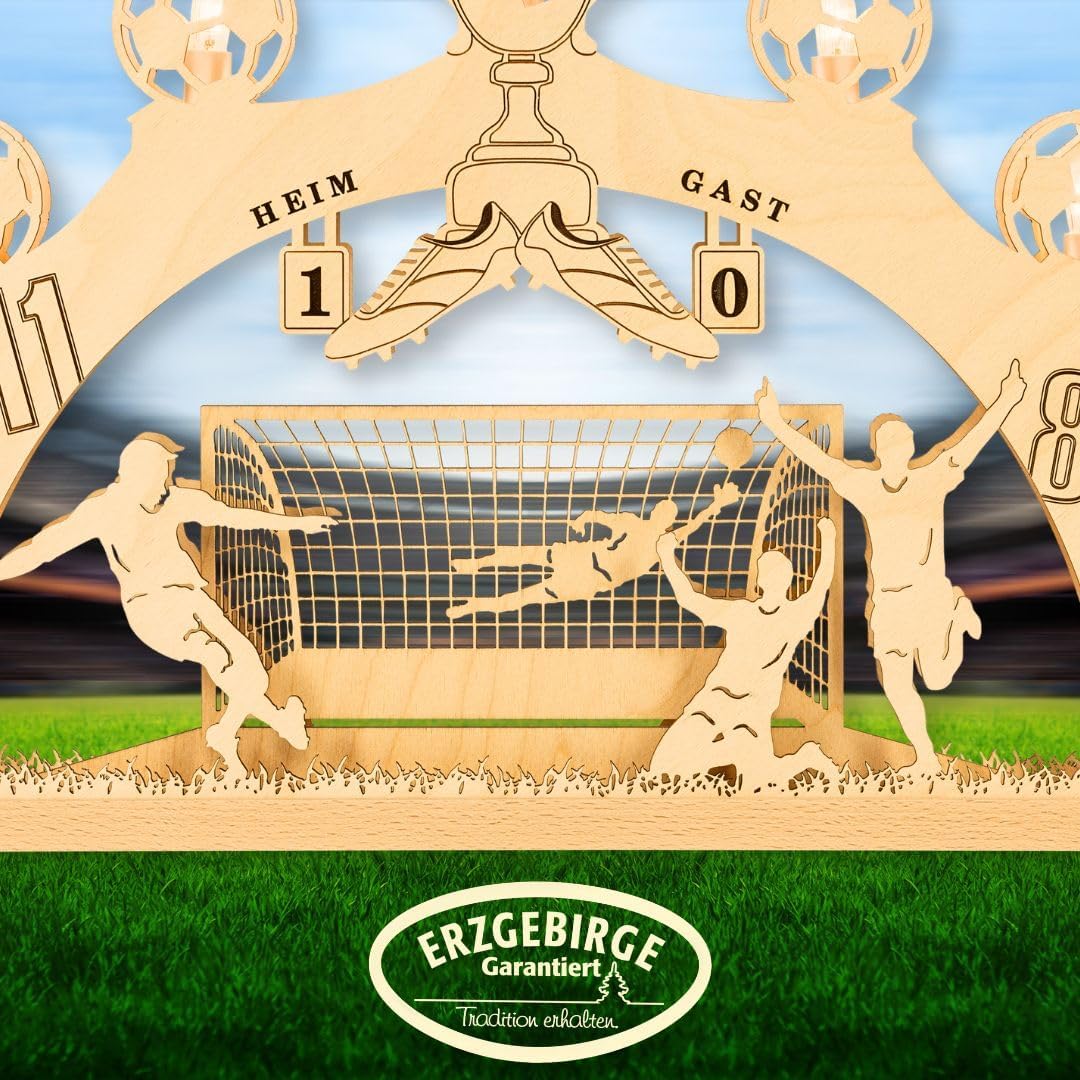 weigla - Schwibbogen original Erzgebirge 7 flg. Fussball - Lichterbogen Weihnachten - 7 x 34 V, 3 W,