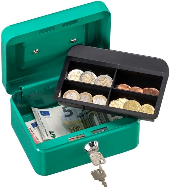 Burg-Wächter 40040 Geldkassette abschliessbar mit Schlüssel und Hartgeldeinsatz, Klein & Burg-Wächte