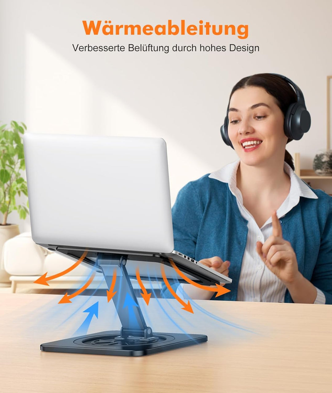 EOIWUY Laptop Ständer mit 360° Drehteller, Verstellbar Laptop Stand Aluminium, Ergonomischer, Belüft
