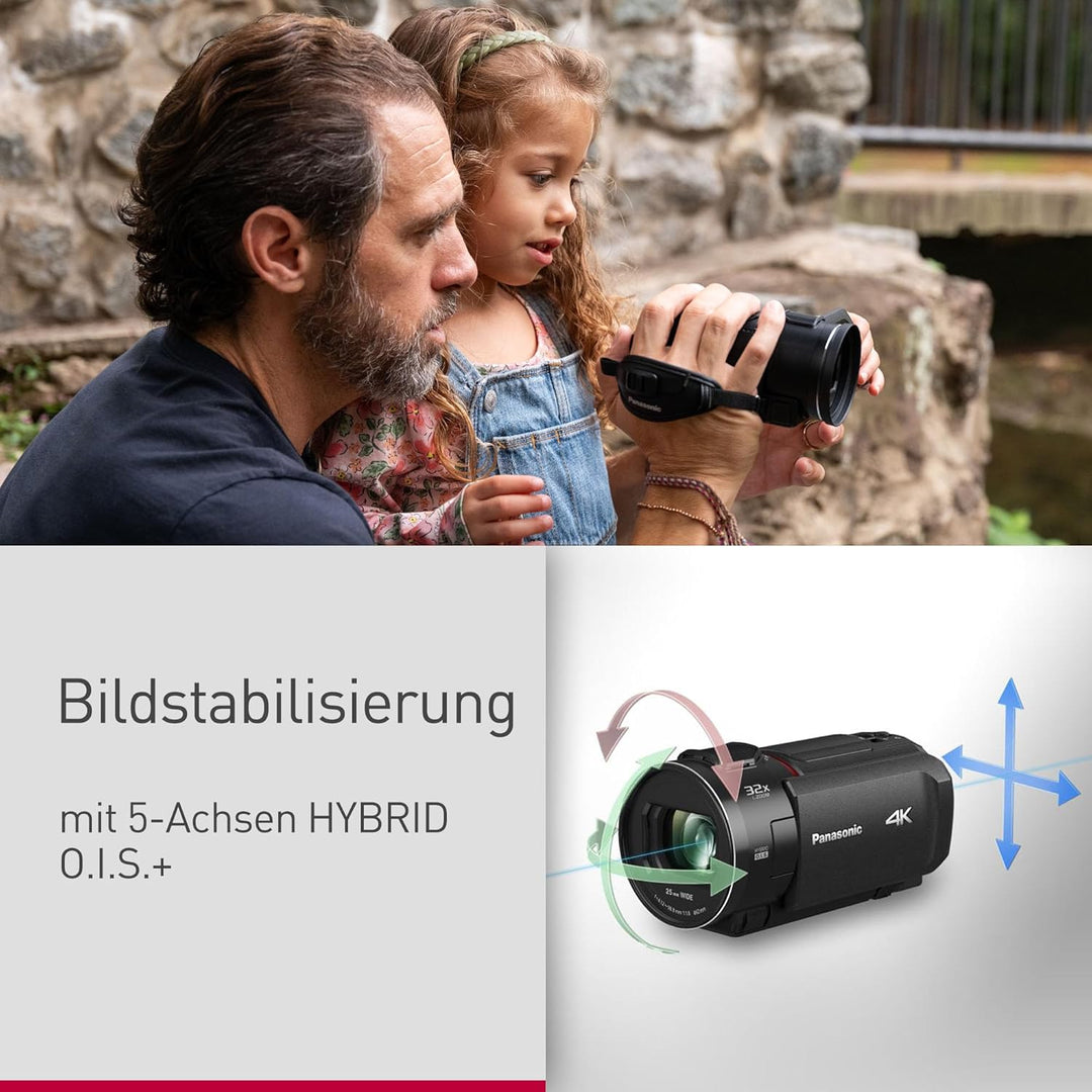 Panasonic HC-VX3E-K 4K-Camcorder, Video (25p), 25-mm-F1.8-Weitwinkelobjektiv, 24-facher optischer Zo