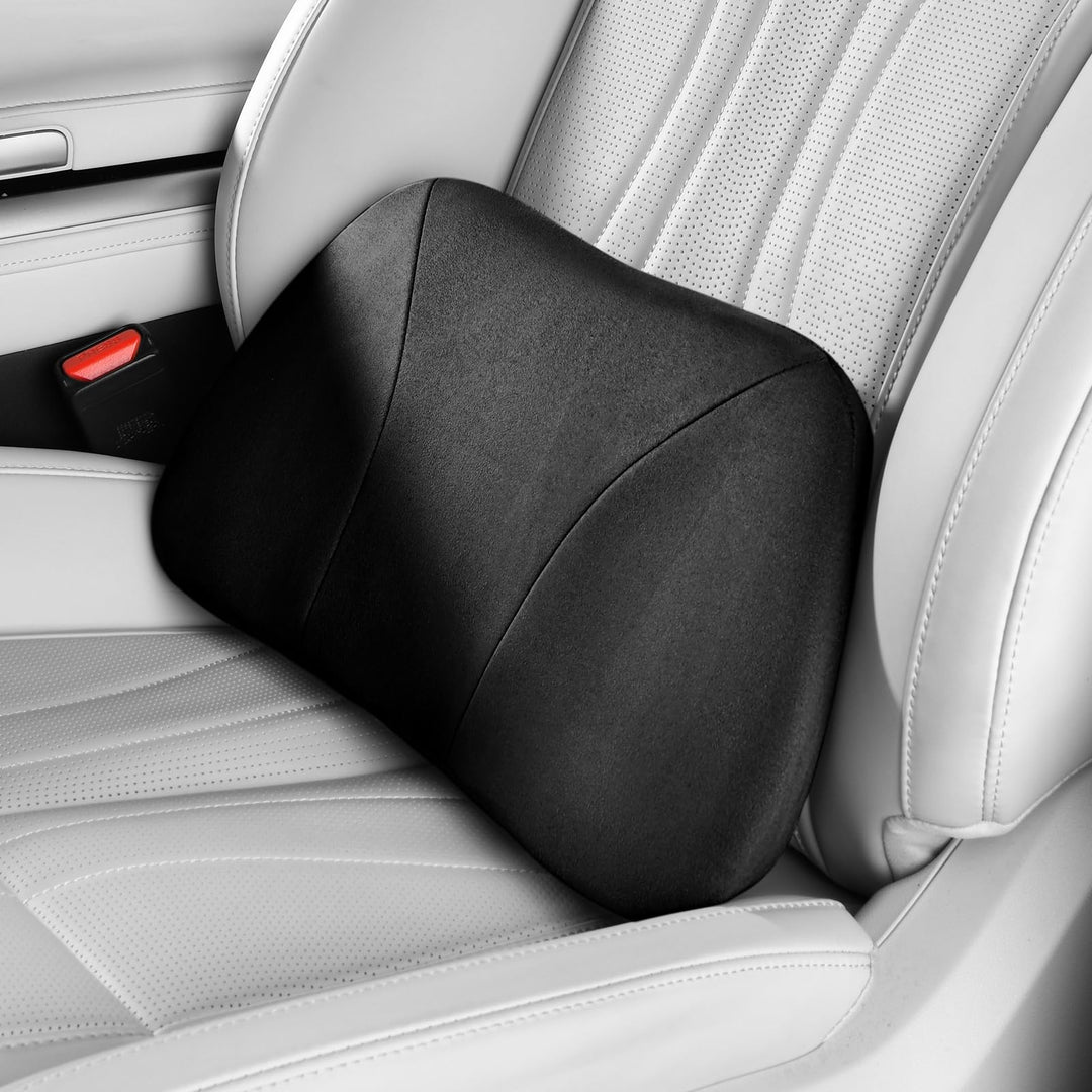 Lendenstützkissen Auto, Memory Foam Füllung & Hautfreundliches Samtleder – Taillengerechte Passform