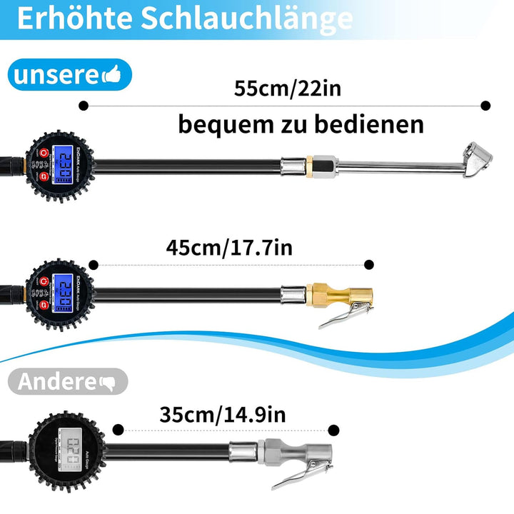 Digitaler Reifenfüller Manometer Druckluft Reifendruckprüfer - ENDARK Luftdruckprüfer Digital Reifen
