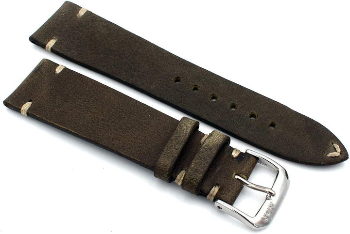 RIOS1931 Sagittarius Vintage Rindsleder Uhrenarmband handgemacht in Deutschland Robust 22mm Moosgrün