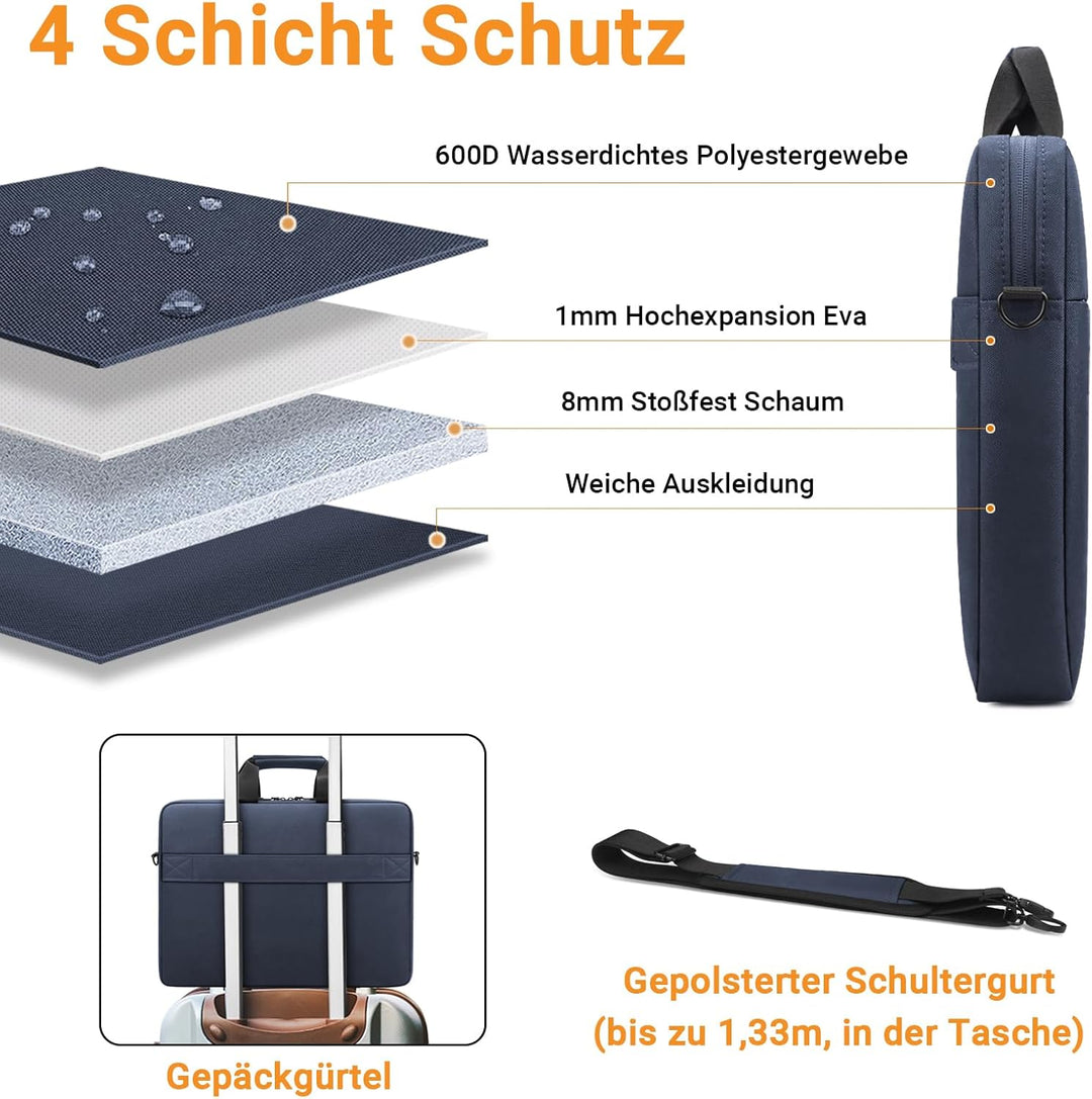 TECOOL 14 Zoll Laptoptasche Schultertasche Wasserdicht Aktentasche für 14'' Lenovo Acer ASUS Dell HP