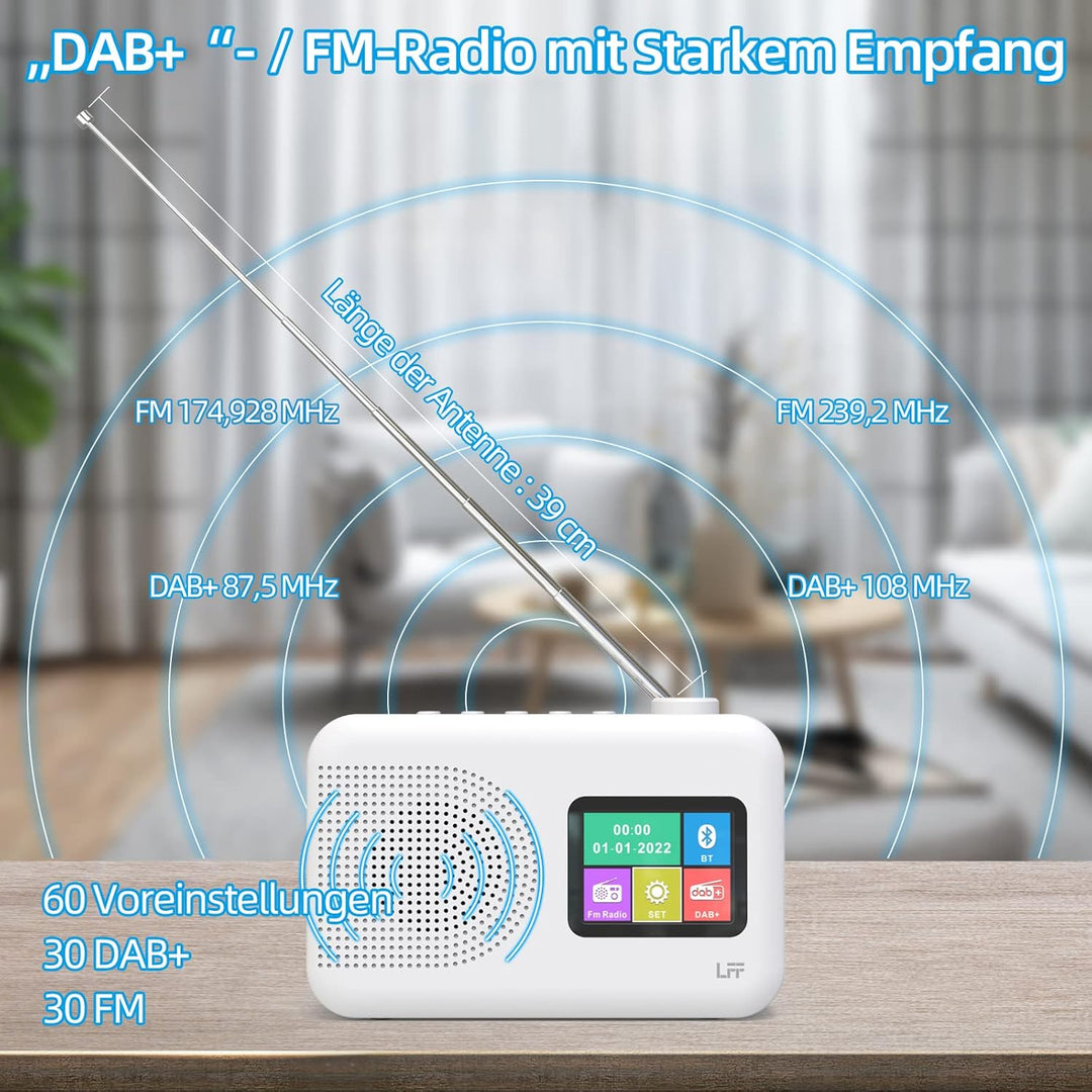 Dab Radio, LFF DAB Digitalradio, Radio Klein UKW-Digitalradio, DAB Plus Radio, Küchenradio mit Kabel