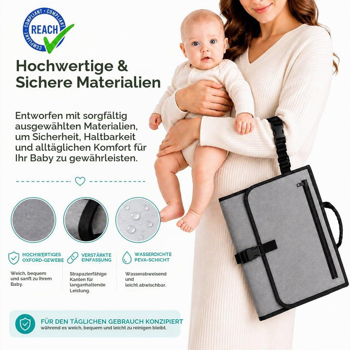 Wickelunterlage für unterwegs kompakte Wickelauflage XL - Kombinierbare abnehmbare Wickeltasche mit