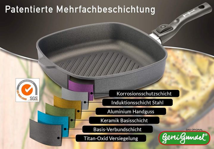 maxprime Original Gerti Gundel Pfannen I Made in Germany I Bratentopf 10cm höhe I Handguss Bratpfann