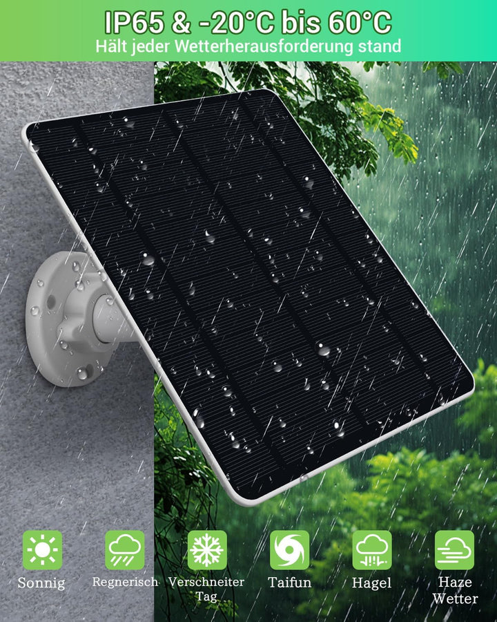 5W Solarpanel für Ring Kamera – Hochleistungs Solarmodul, IP65 Wasserdicht & Langlebig, Solar Panel
